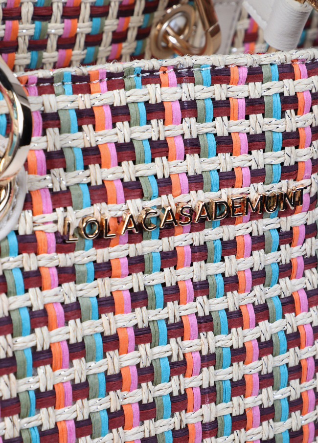 Multicoloured raffia-effect bag