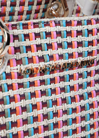 Multicoloured raffia-effect bag