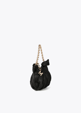 Satinierte Mini-Tasche mit seitlichen Schleifen