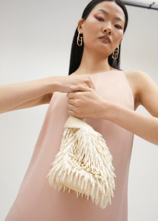 Small bag with coral-effect beading