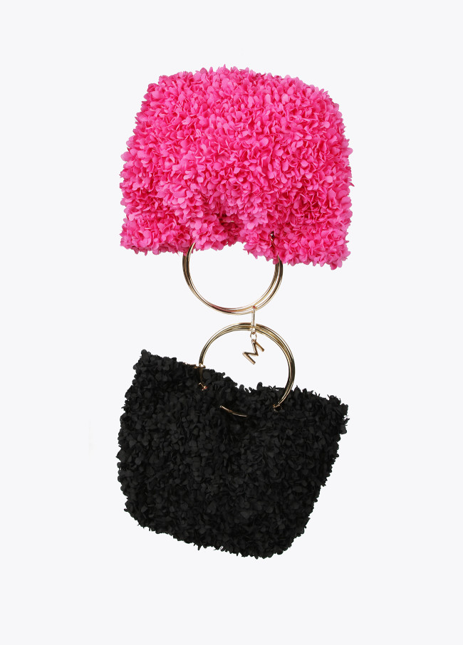 Mini bolso asas metálicas tejido floral