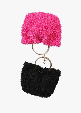 Mini bolso asas metálicas tejido floral