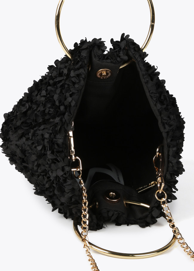 Mini bolso asas metálicas tejido floral