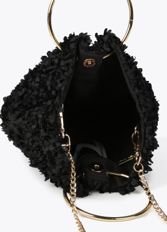 Mini borsa manici in metallo tessuto a fiori