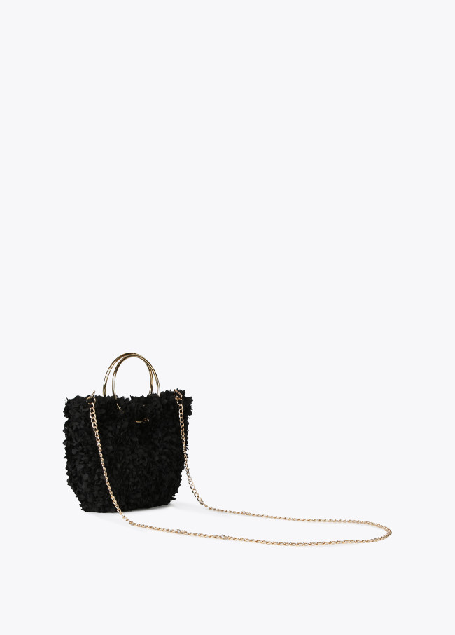 Mini borsa manici in metallo tessuto a fiori