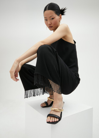 Sandali con tacco e fascetta metallizzata