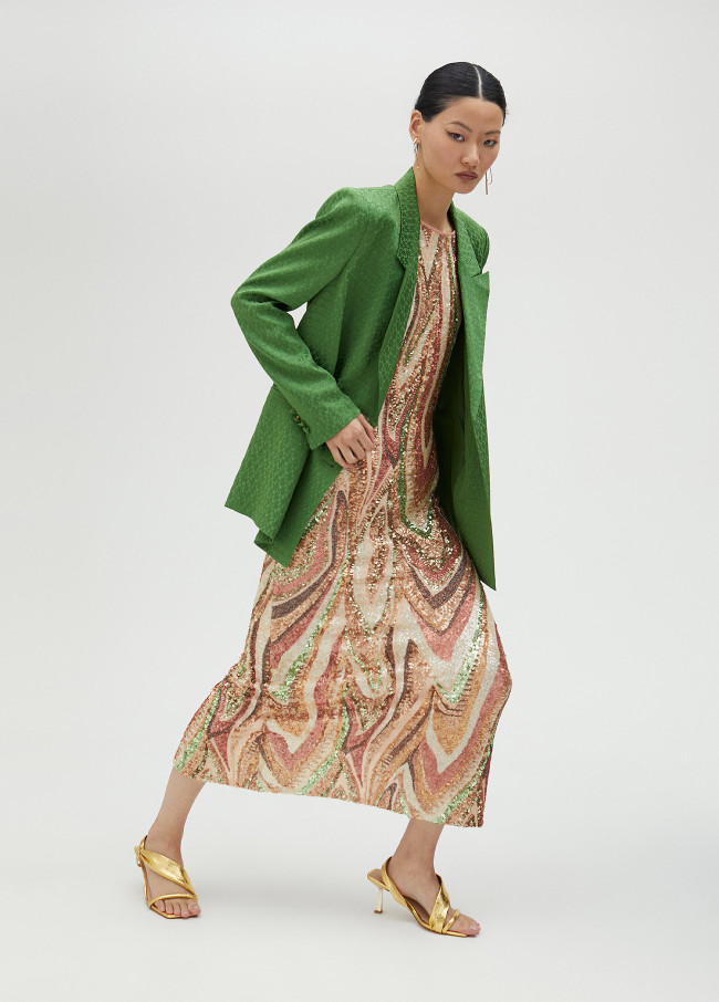 Langes Kleid mit Pailletten