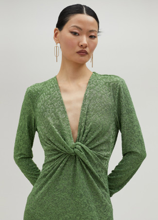 Long dress with draped neckline