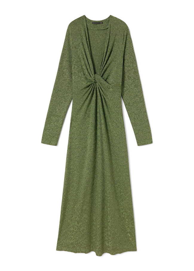 Vestido largo con escote drapeado