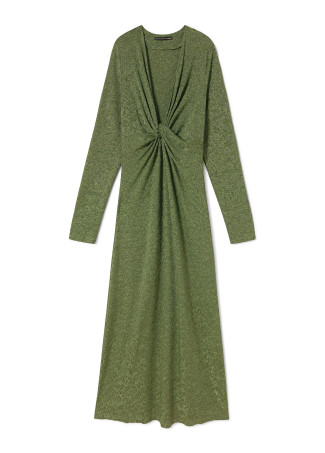 Vestido comprido com decote drapeado