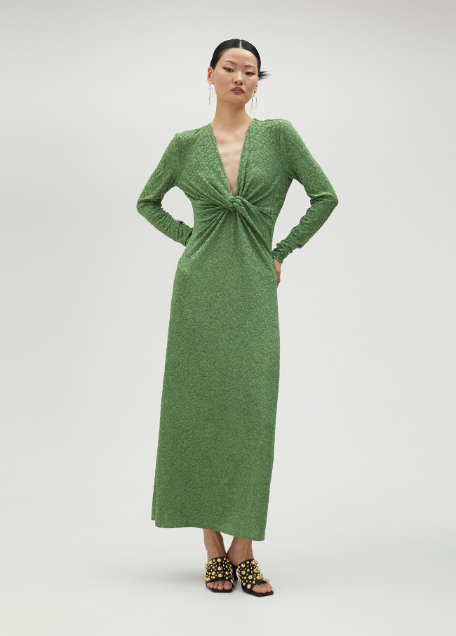 Long dress with draped neckline