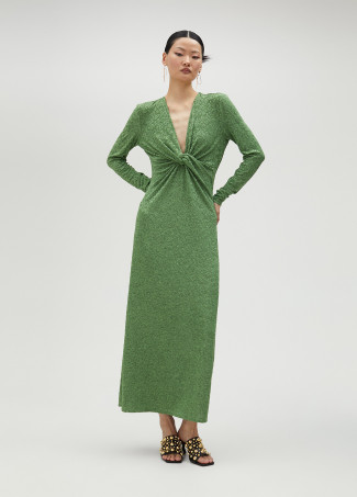 Vestido largo con escote drapeado