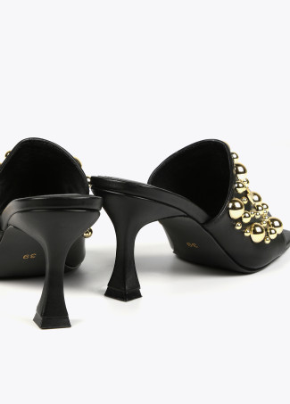 Heeled mules with metallic details