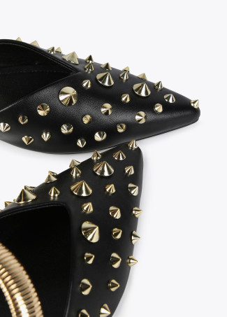 Mules with strap and metal embellishments