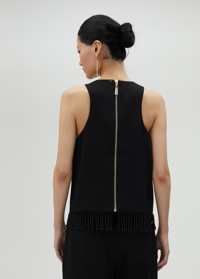 Top à franges et strass