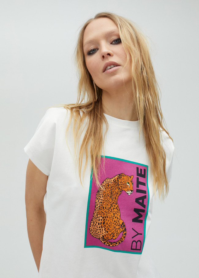 Camiseta blanca estampado tigre