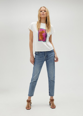 T-shirt blanc imprimé tigre