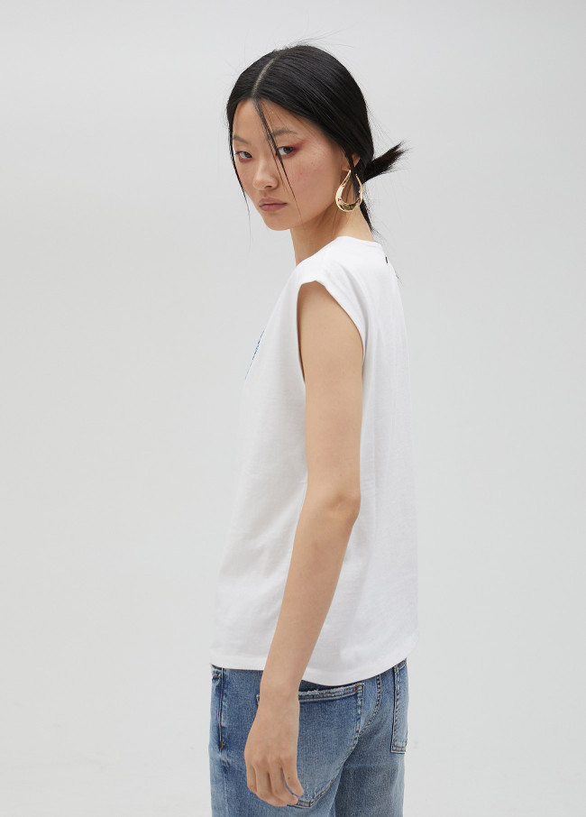 T-shirt pássaro com pedraria