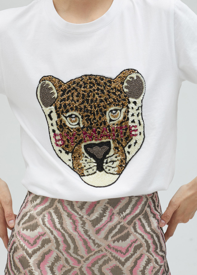 T-shirt lion avec strass
