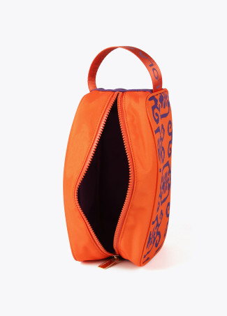 Necessaire em nylon com estampado de arabescos