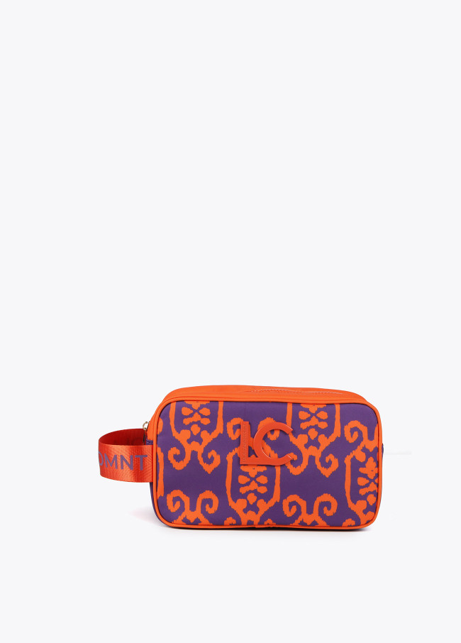 Necessaire em nylon com estampado de arabescos