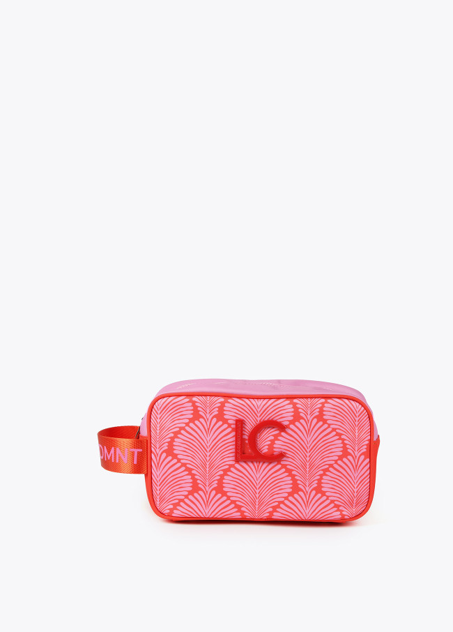 Nylon toiletry bag with seashell print