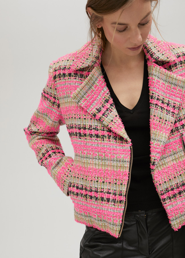 Blouson motard tweed