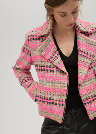Blouson motard tweed