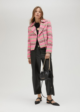 Blouson motard tweed