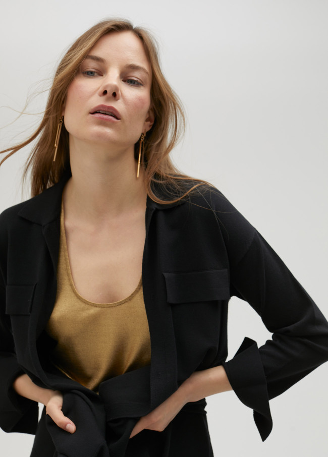 Cardigan comprido preto