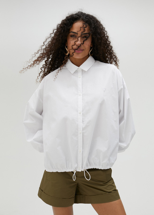 Poplin shirt with elasticated hem