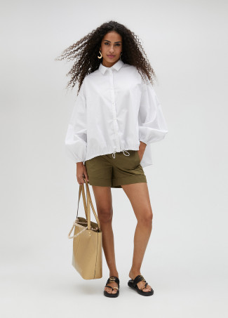 Chemise en popeline avec élastique dans le bas