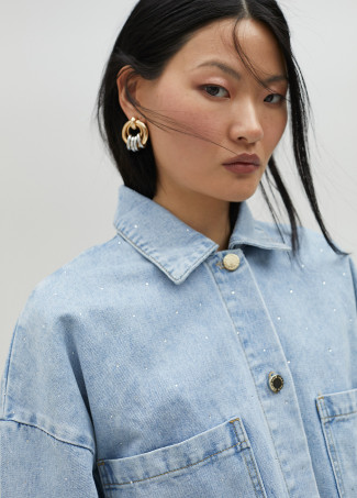 Denim jacket with rhinestones