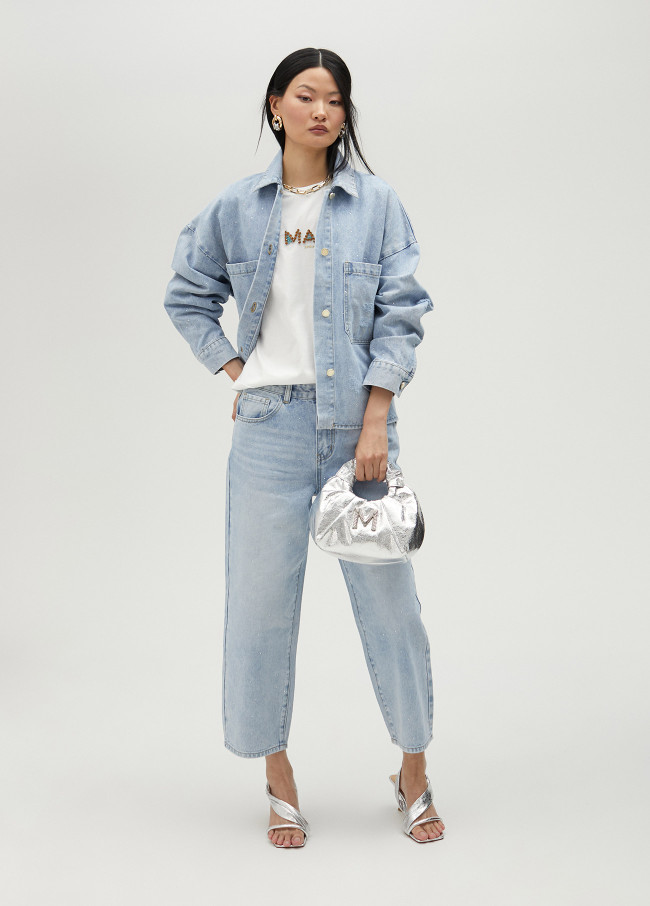 Pantalón denim con strass