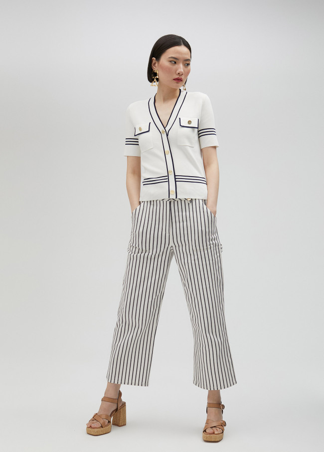 Two-tone short-sleeved sweater 2