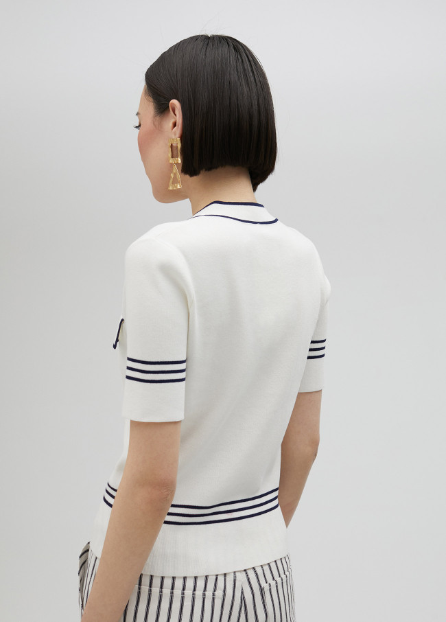 Zweifarbiger Pullover mit kurzen Ärmeln