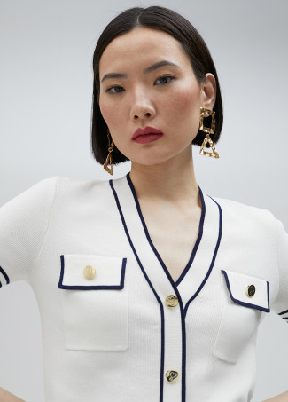 Pull manches courtes bicolore