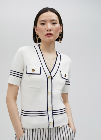 Pull manches courtes bicolore