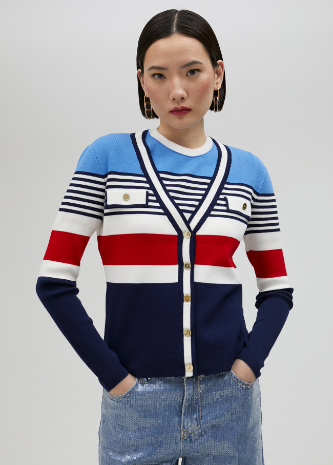 Cardigan a righe multicolori