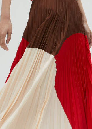 Three-tone pleated skirt