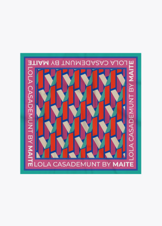 Lenço acetinado estampado geométrico