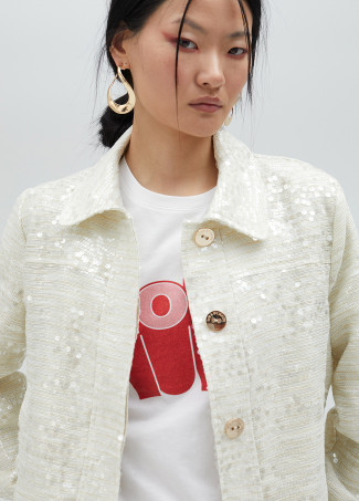 Kurze Jacke mit Pailletten