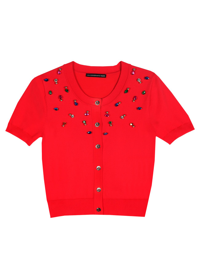 Cardigan com pedraria