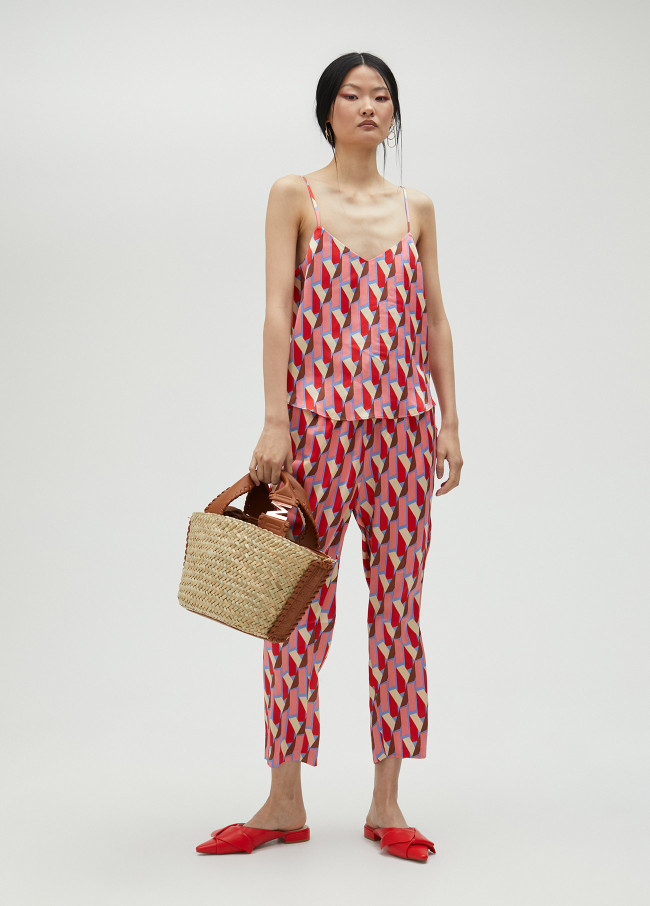 Multicoloured logo print trousers