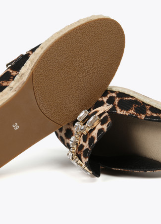 Espadrilles plates imprimé animal strass