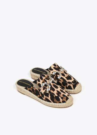 Espadrillas basse stampa animalier dettaglio strass
