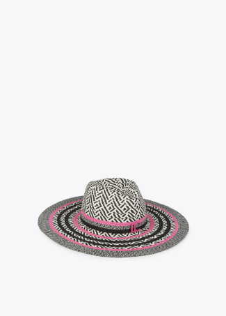 Multicoloured raffia-effect floppy hat
