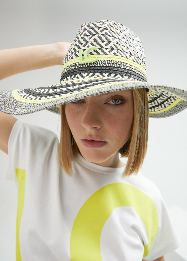 Cappello floppy effetto rafia multicolore