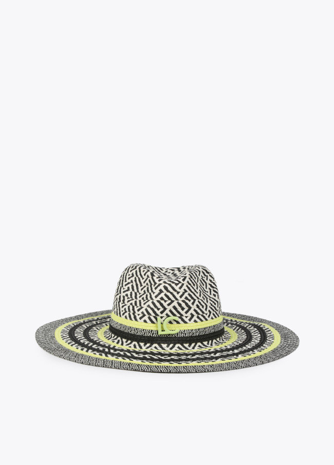 Chapeau floppy effet raphia multicolore