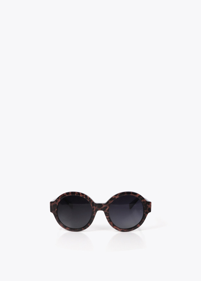 Gafa redonda animal print de acetato de celulosa